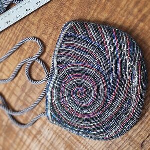 Vintage sequin evening bag purse with matching belt.  70s style beautiful colors